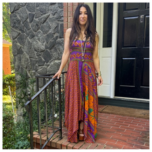 03 Beautiful Silk Blend One of a Kind Sleeveless Maxi Dress - Picture 2 of 8